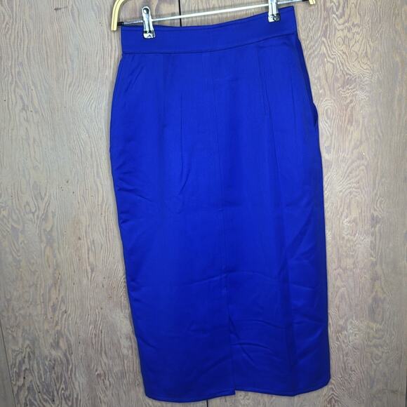 Vintage NWT Umberto Ginocchietti Women's Blue Midi Skirt - Picture 2 of 7